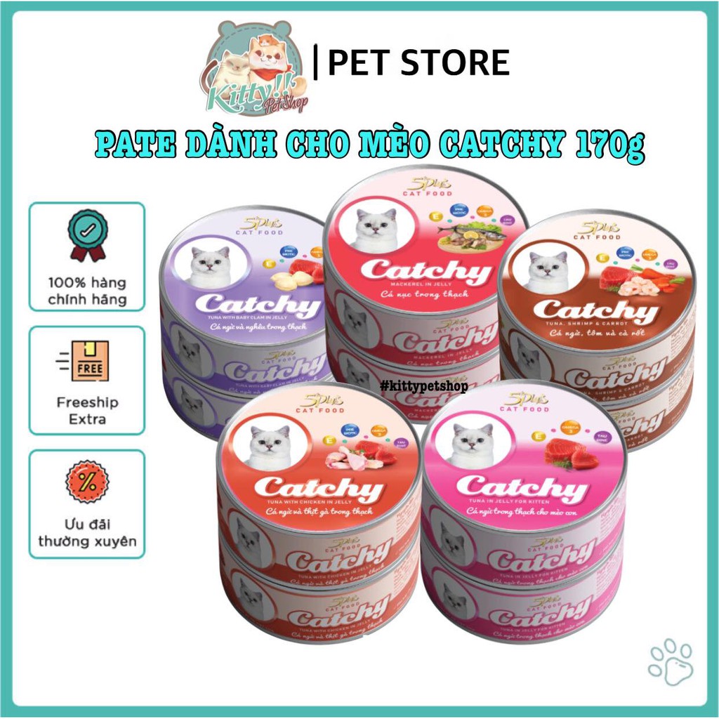 Pate Catchy dành cho mèo 170g, thức ăn dạng ướt cho mèo cưng, pate mèo ngon giá rẻ dạng lon - Kitty Pet Shop