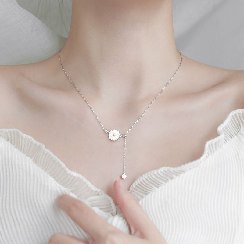 Dây chuyền nữ bạc S925 - Vòng cổ nữ bạc Ý hoa cúc họa mi Daisy 2 phong cách dễ thương, cá tính Vườn Trang Sức