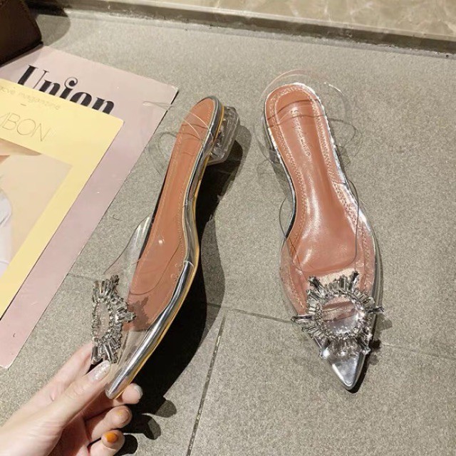 SANDAL BONIE NƠ HOA 6 CÁNH QUAI TRONG GÓT CAO 3 PHÂN (MÃ 616 BONIE)