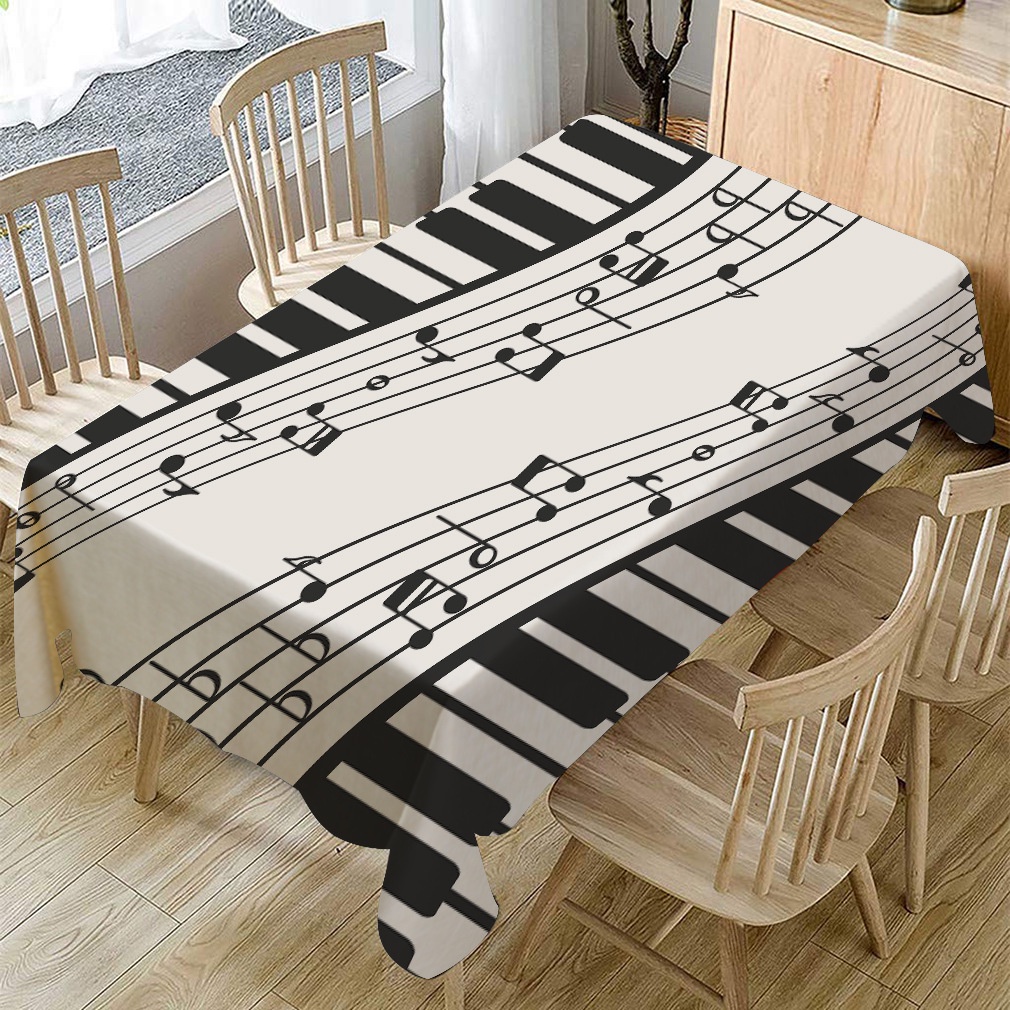 Khăn Trải Bàn Vải Lanh cotton In Hình Đàn piano Thời Trang