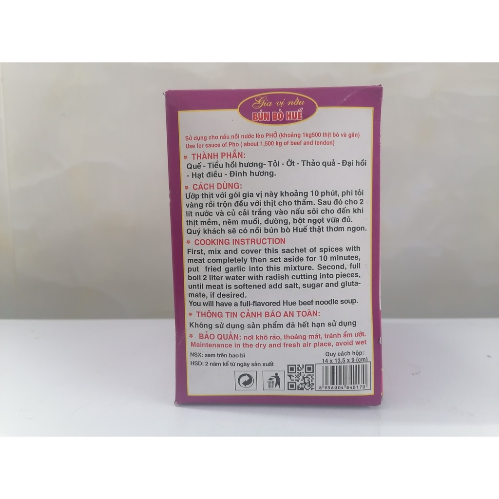 [Hộp 20 gói x 25g] BỘT GIA VỊ NẤU BÚN BÒ HUẾ [VN] THIÊN THÀNH Hue Beef Noodle Soup Spices (halal) (bph-hk)