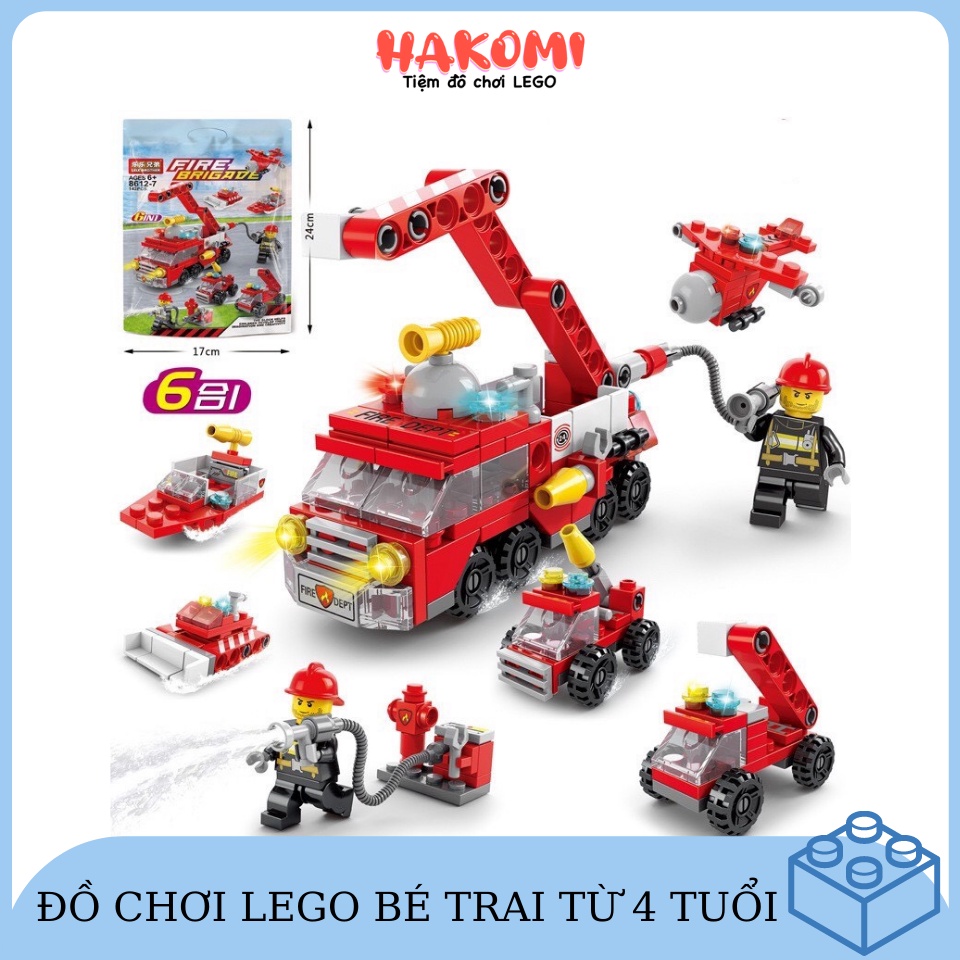 Bộ Đồ Chơi lắp ráp Lego Xe Cứu Hỏa, Máy Bay, Ô tô Cho Bé 145 Chi tiết