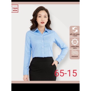Áo sơ mi nữ Thái Hòa sọc caro màu xanh dương đậm