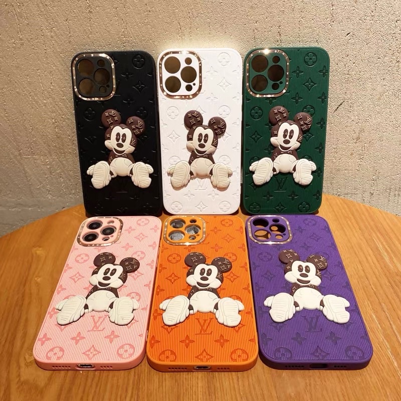 ốp lưng IPHONE L.V GẮN MICKEY NỔI VIỀN CAMERA VÀNG CẠNH VUÔNG