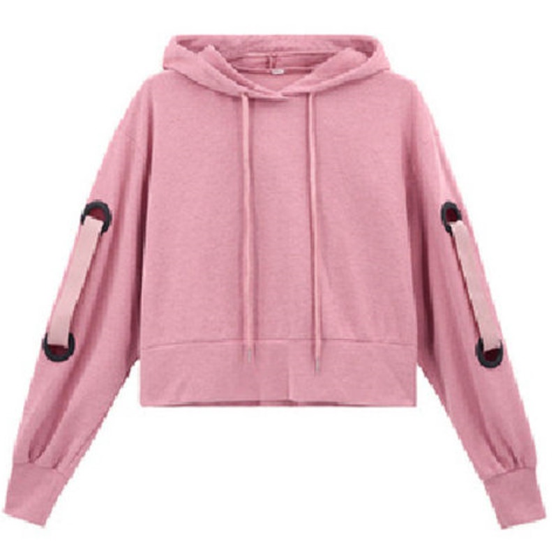 Áo Hoodie Dài Tay Màu Trơn Phong Cách Hàn Quốc Cho Nữ