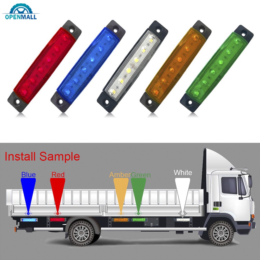 Đèn tín hiệu bên hông xe tải 6 LED 12V màu tím/ đỏ/ xanh dương/ xanh lá/ trắng