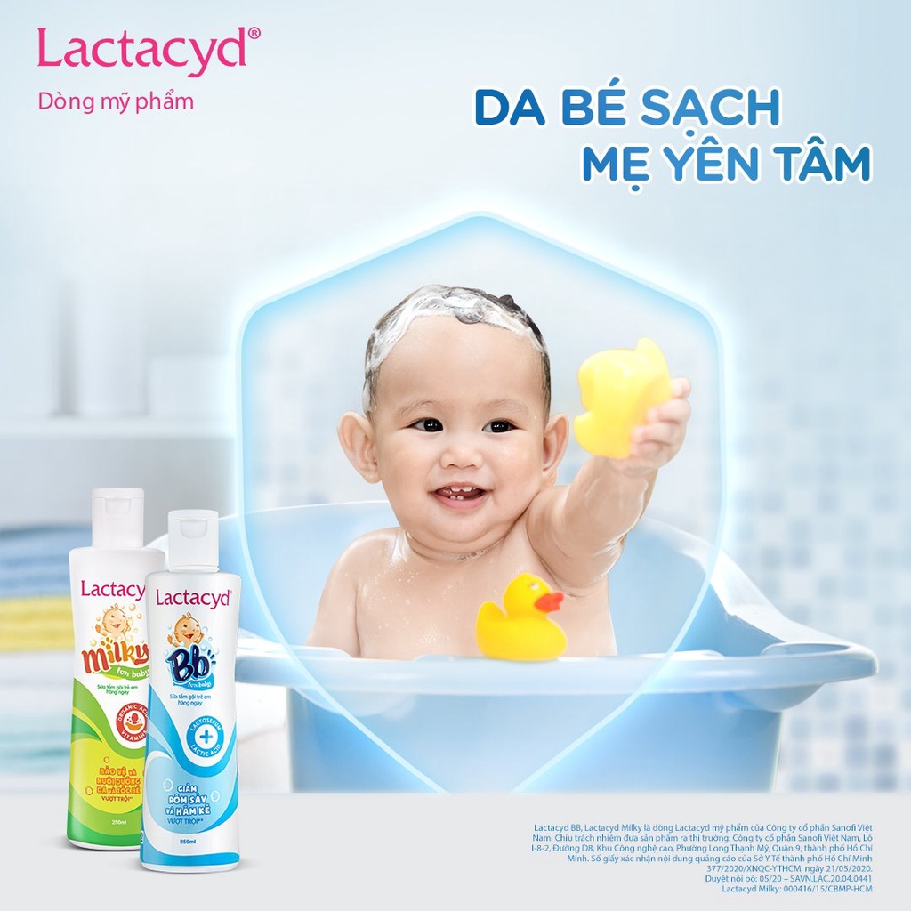 Sữa Tắm Gội Trẻ Em Lactacyd Milky Bảo Vệ Da &amp; Tóc Bé 500ml