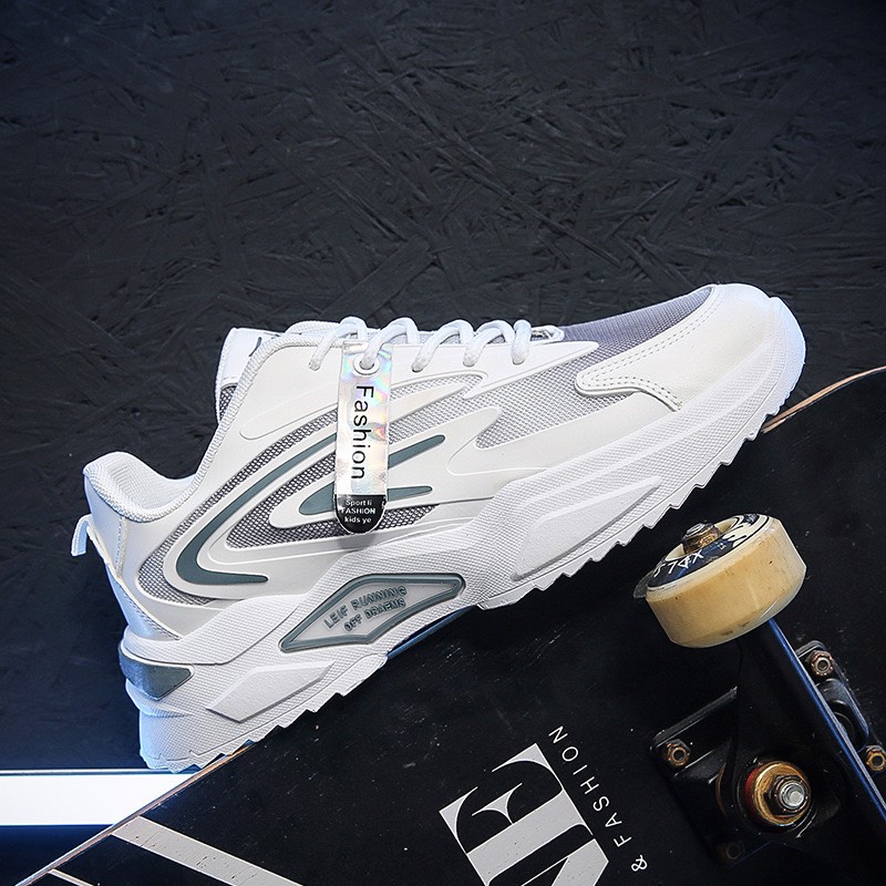 Giày Nam Sneaker Lelf Runningg Kiểu Dáng Trẻ Trung, Chất Liệu Da PU Phối Sợi Thoáng Khí
