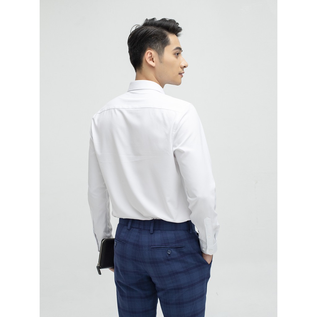 Áo sơ mi nam dài tay trắng sáng trơn Aristino sang trọng sợi siêu nhẹ slim Alsr18