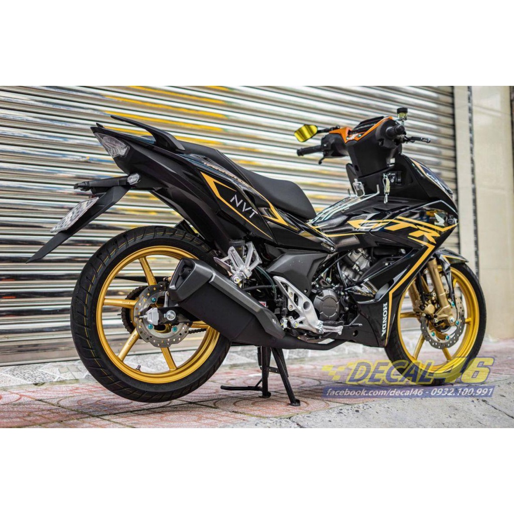 TEM RỜI Winner X - mẫu GTR vàng đồng dán xe đen - có thể đổi màu theo ý thích