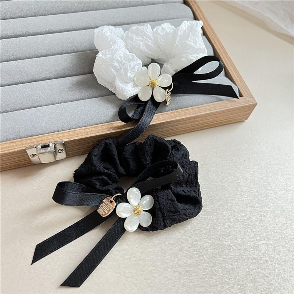 Dây Buộc Tóc Đính Nơ Họa Tiết Hoa Phong Cách Hàn Quốc Cổ Điển VANES1