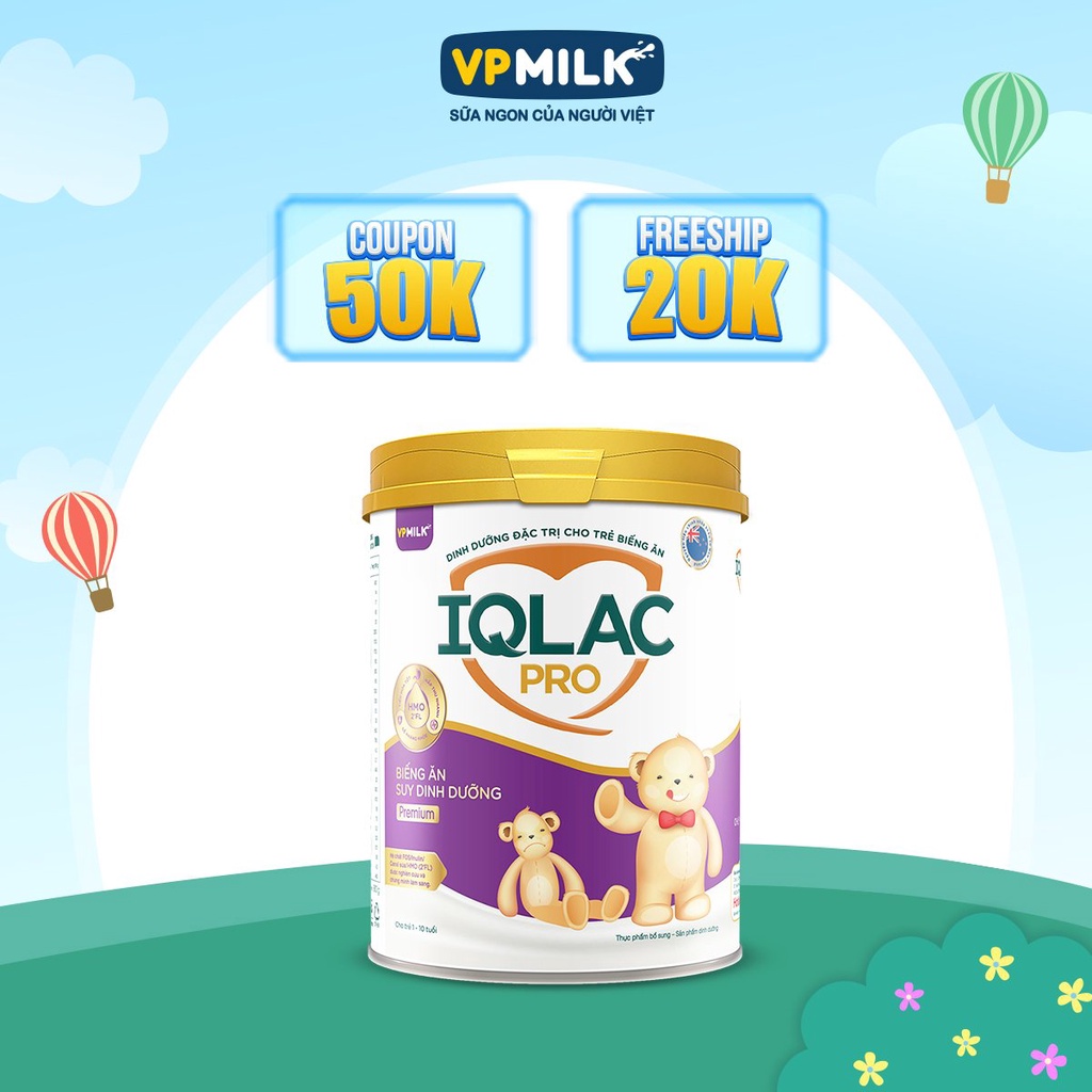 Sữa bột VPMilk IQLac Pro biếng ăn - suy dinh dưỡng premium 900g