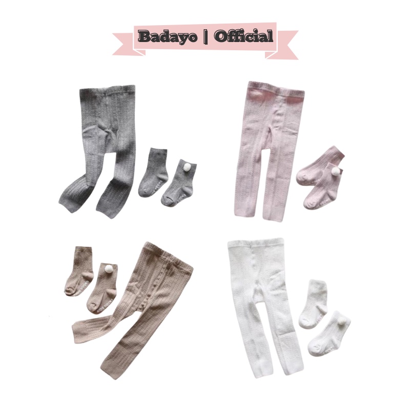 Quần legging kèm tất chân cho bé gái chất len tăm hàng quảng châu thời trang trẻ em BADAYO SE198