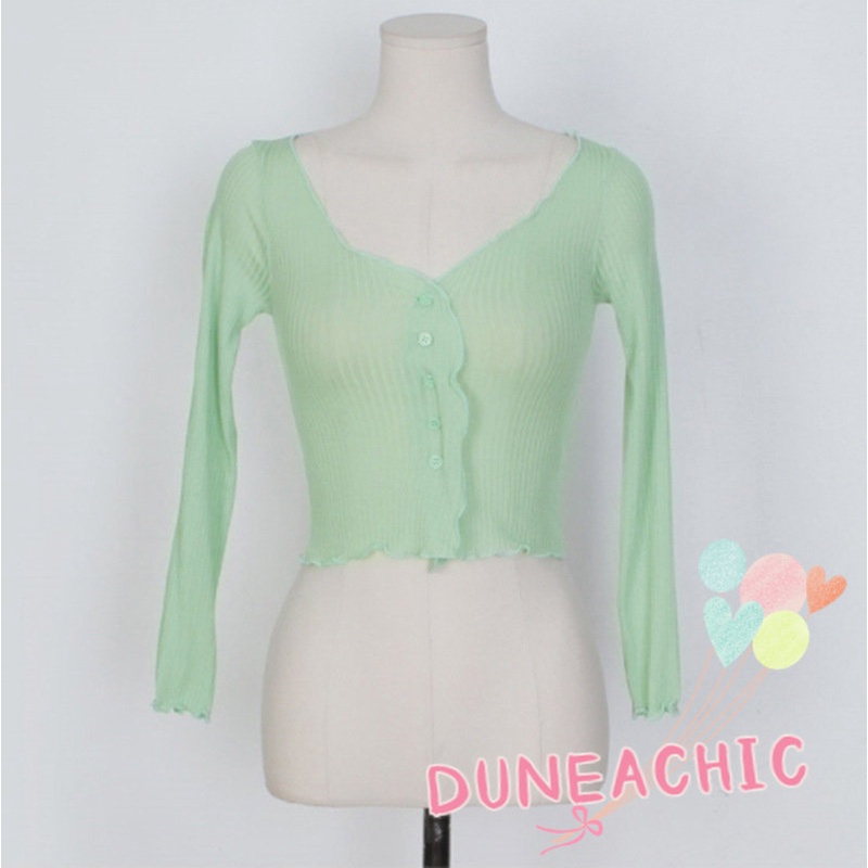 DUNEA Áo cardigan Dệt Kim Tay Dài Cổ Chữ v Quyến Rũ Cho Nữ