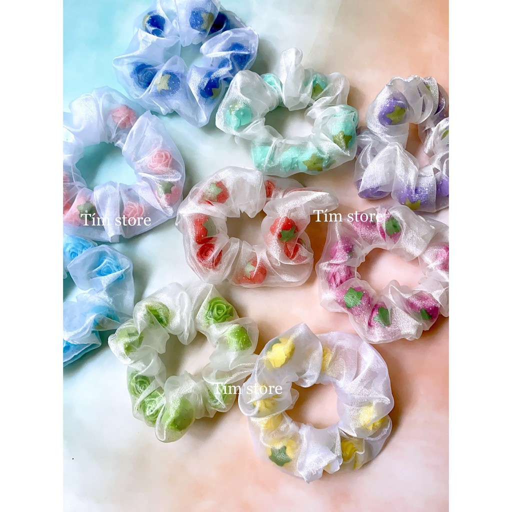 [4MOMS-Ảnh thật] SCRUNCHIES HOA ROSE NEW- CỘT TÓC VẢI GIÁ RẺ