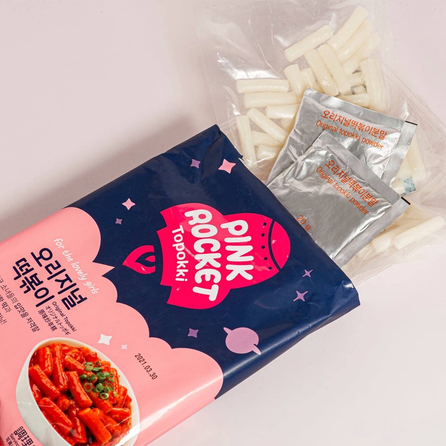 Bánh Gạo Hàn Quốc Topokki PINK ROCKET Hàn Quốc 3 vị Truyền Thống, Phô Mai & Cà Chua - 1 GÓI 240g | BigBuy360 - bigbuy360.vn