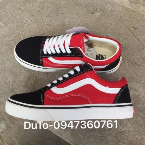 G [ SALE SỐC-SẴN HÀNG] Giày vans old skool pha đỏ đen size 36->43 :))