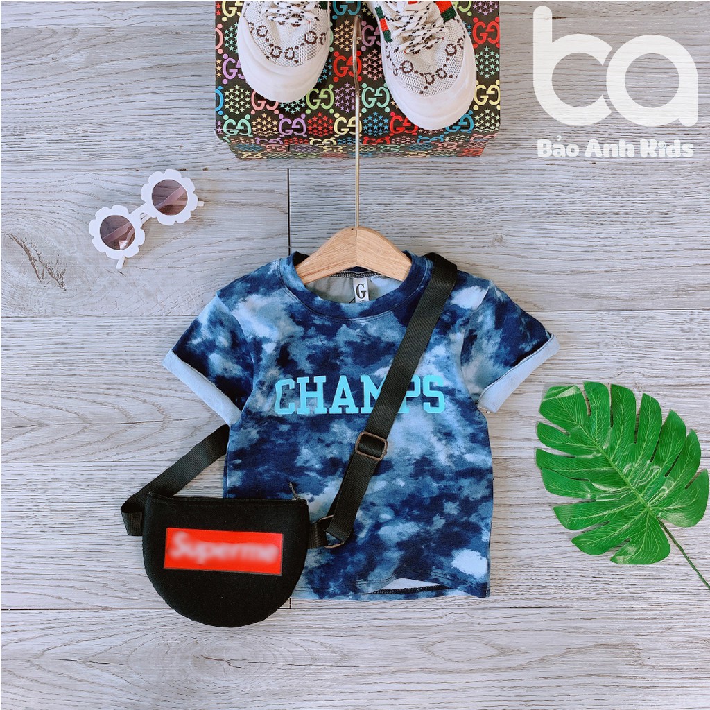 Áo Phông Màu Loang CHAMPS Sắn Tay Chất Cotton Kiểu Dáng Khỏe Khoắn Cá Tính Cho Bé Trai Bé Gái - AOCHAMP1