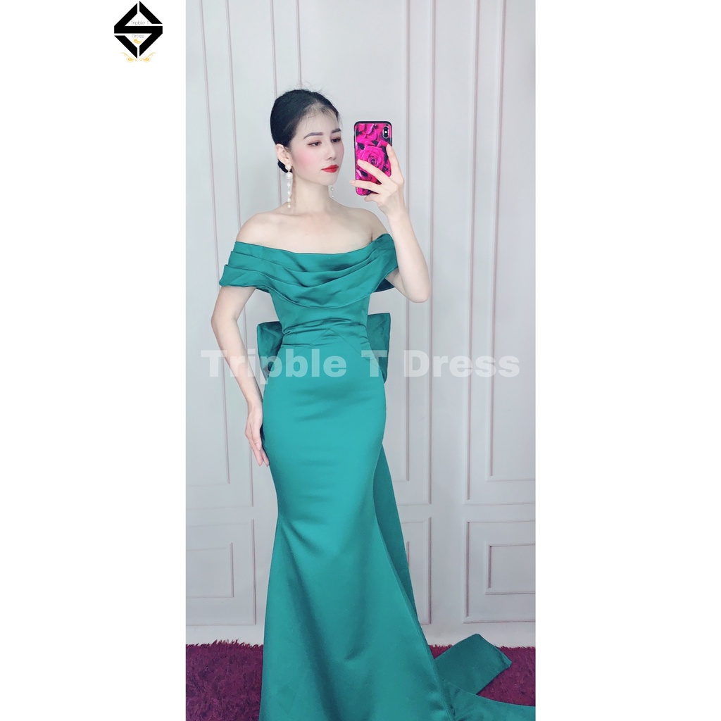 Đầm maxi body mặc cưới nhẹn nhàng kèm nơ lưng siêu dài TRIPBLE T DRESS - size S/M/L - MS211Y