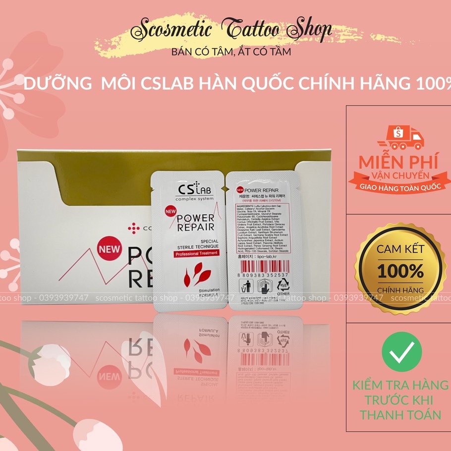 Dưỡng kích màu môi Cslab Hàn Quốc Power Repai Chính Hãng giúp nhanh bong da sau xăm