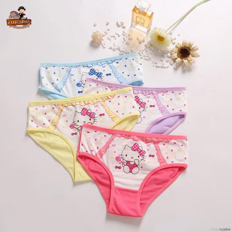 Bộ 4 Quần Lót Cotton In Hình Cáo Hoạt Hình 11 Kiểu Cho Bé Gái