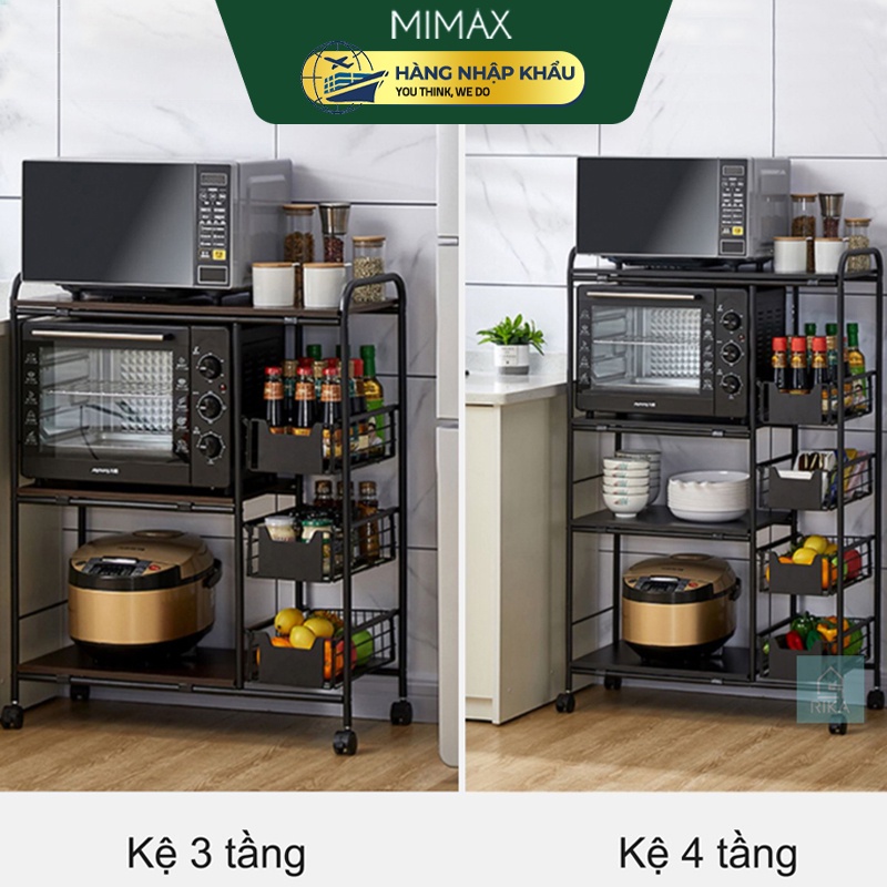 Kệ Để Đồ Đa Năng Nhà Bếp Kệ Lò Vi Sóng Thông Minh MIMAX KDN02 thép carbon sơn tích điện 3 4 tầng