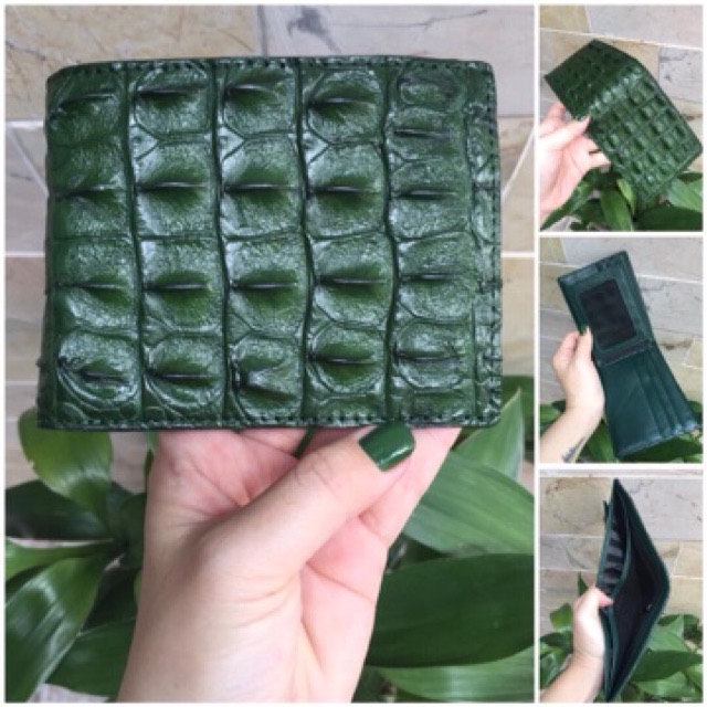 VÍ NAM DA CÁ SẤU 1 MẶT MÀU XANH LÁ - CÁ SẤU GÒ VẤP