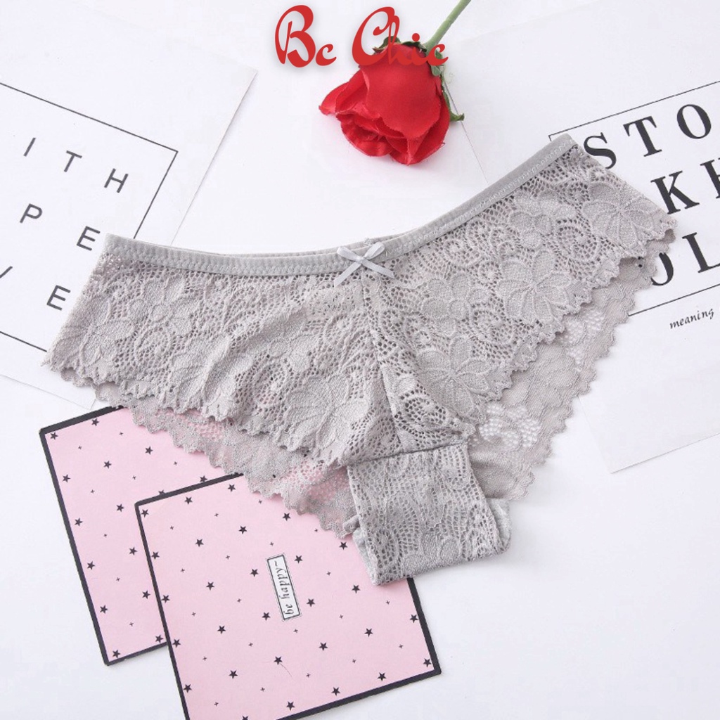 Quần Lót Ren Nữ Sexy thiết kế phối hoa kèm nơ nhỏ thoáng mát ôm dáng mẫu Q 310 BC_CHIC LINGERIE