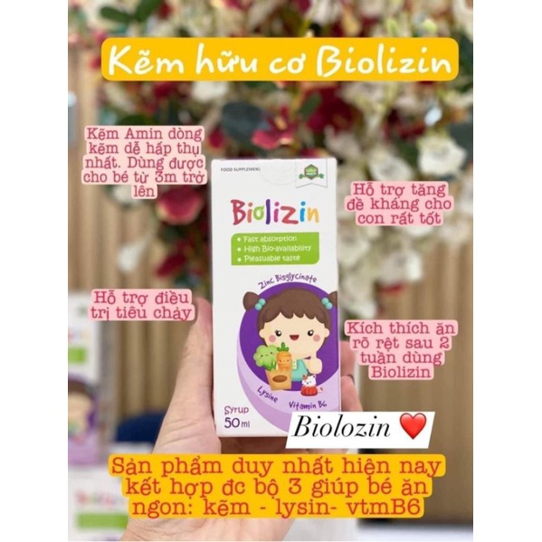 🆘 Kẽm Hữu Cơ Biolizin 50ml Giúp Bé Ăn Ngon + Tăng Đề Kháng