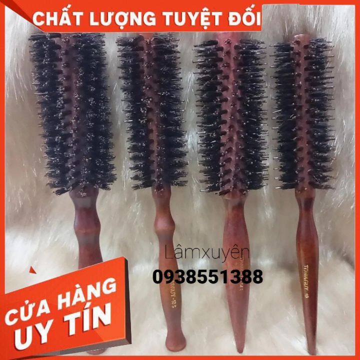 LƯỢC TRÒN SẤY TÓC TẠO KIỂU CÁN GỖ cao cấp bắt tạo lọn phồng tóc