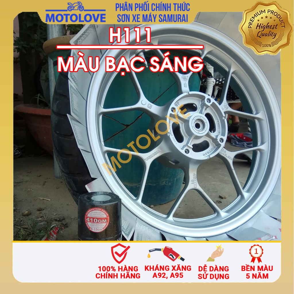 Sơn samurai bạc H111 - chai sơn xịt cao cấp chuẩn màu bạc Honda dùng cho sơn xe máy, ô tô