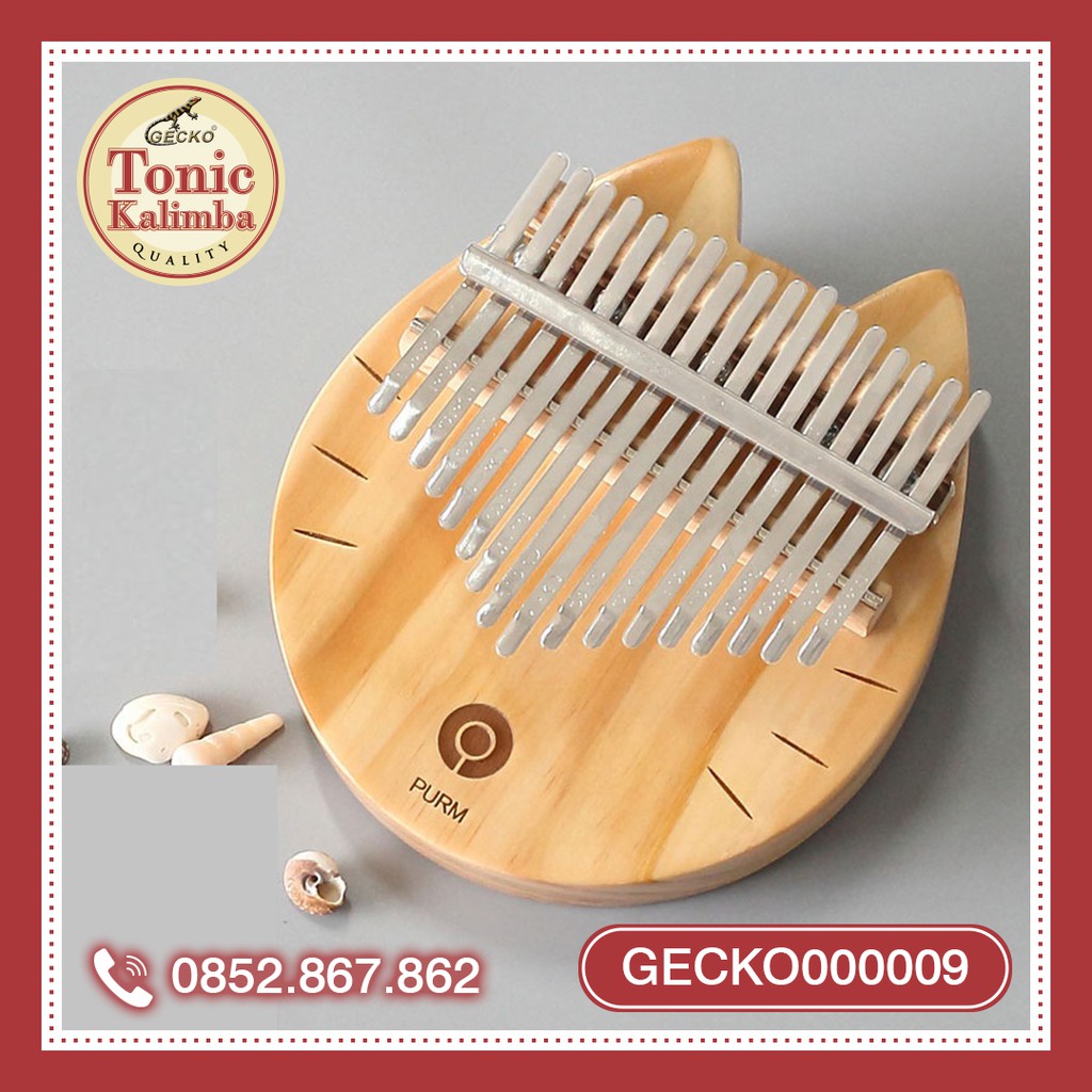 Đàn kalimba 17 phím gỗ nguyên khối Mahagony GECKO000009-MÈO NEKO NHẬT BẢN