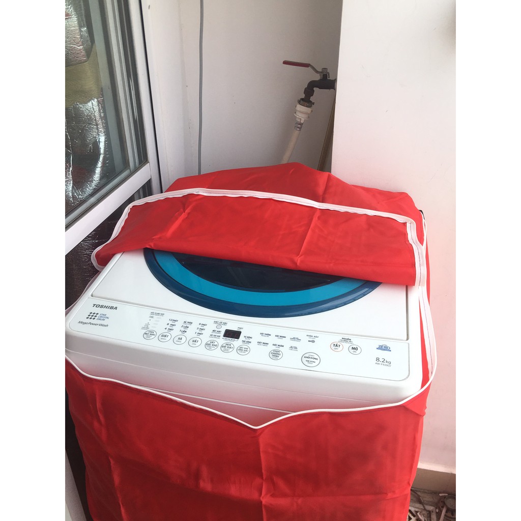 Áo trùm máy giặt CỬA TRÊN và CỬA DƯỚI , chất liệu vải dù chống thấm nặng 0.4 kg,có dây kéo, có dây ràng, có viền.