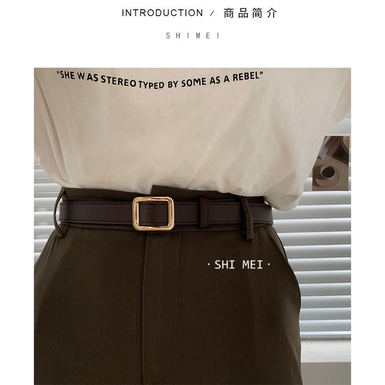 Non-perforated belt girls summer decorative jeans trousers black fashion ins belt