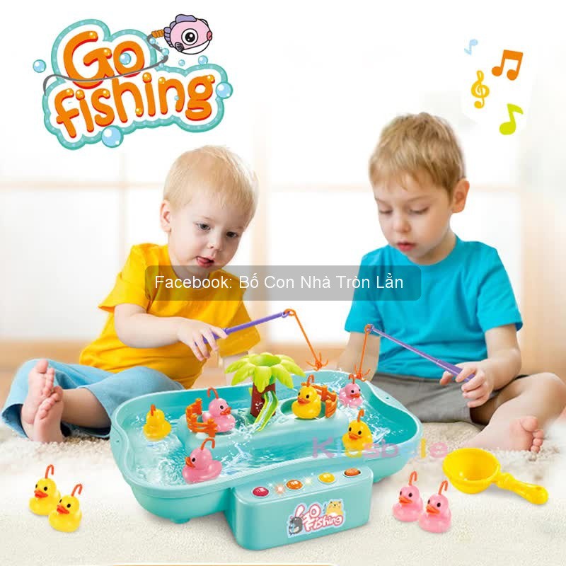 Bộ đồ chơi câu cá Go Fishing tự động - chạy bằng pin - có phát nhạc - đổ nước cho cá và vịt chạy - Cần câu cá cho trẻ bé