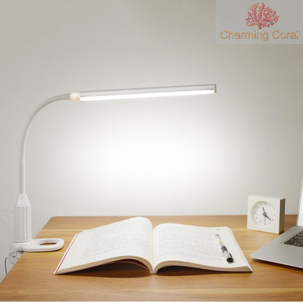 CTOY 5W 24 LEDs Eye Protection Clamp Clip Light Table Lamp Stepless Dimmable Bendable USB Powered Touch Sensor Control Brightness Adjustable Flexible Lamp Desk Reading Working Studying