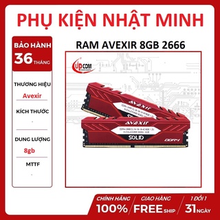 Ram máy tính PC AVEXIR 1SOE - SOLID RED Tản nhiệt 8GB (1x8GB) DDR4 2666Mhz hàng thương hiệu chính hãng BH 36 tháng
