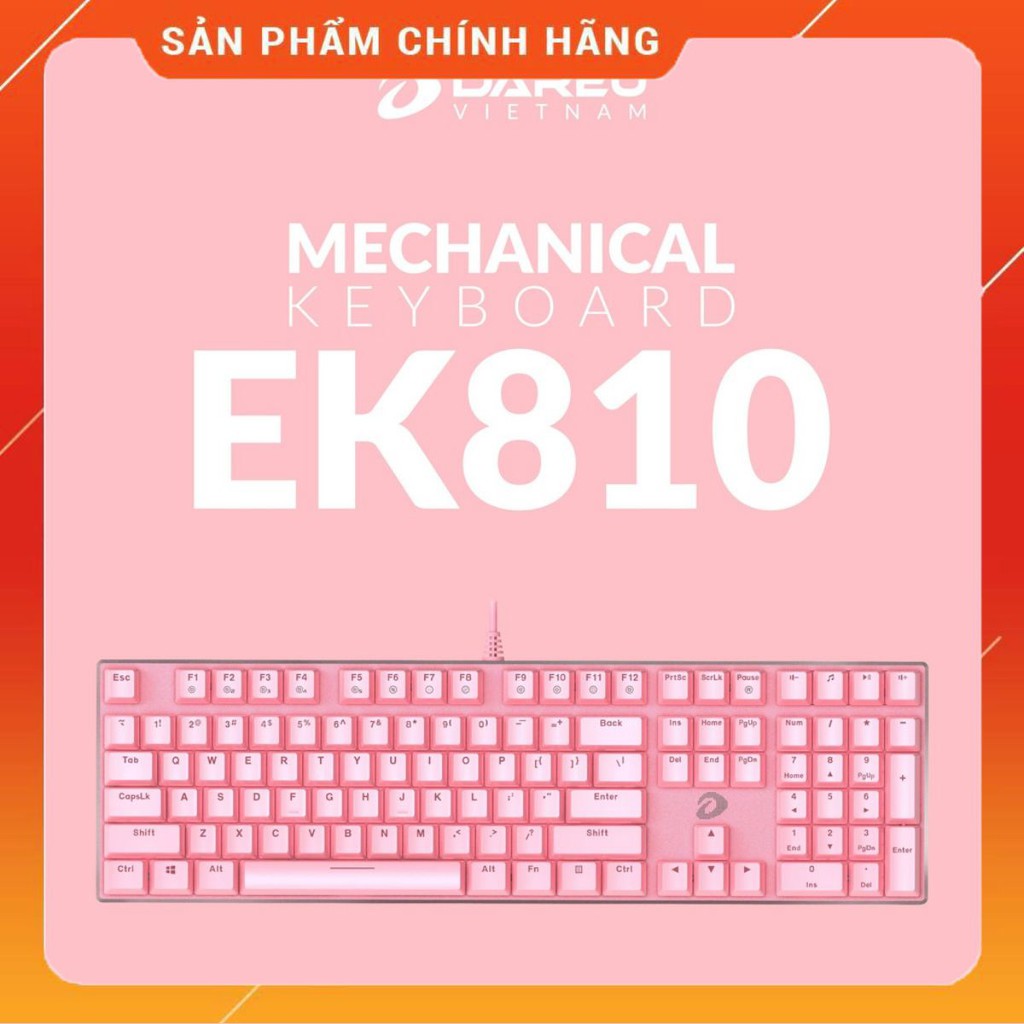 Bàn phím cơ Gaming DAREU EK810 - Pink - Black (MULTI-LED, Blue/ Brown/ Red D switch)