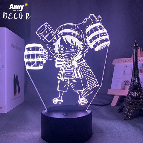 Đèn ngủ 3d, Đèn trang trí họa tiết Nhân Vật One Piece Team Luffy Chibi