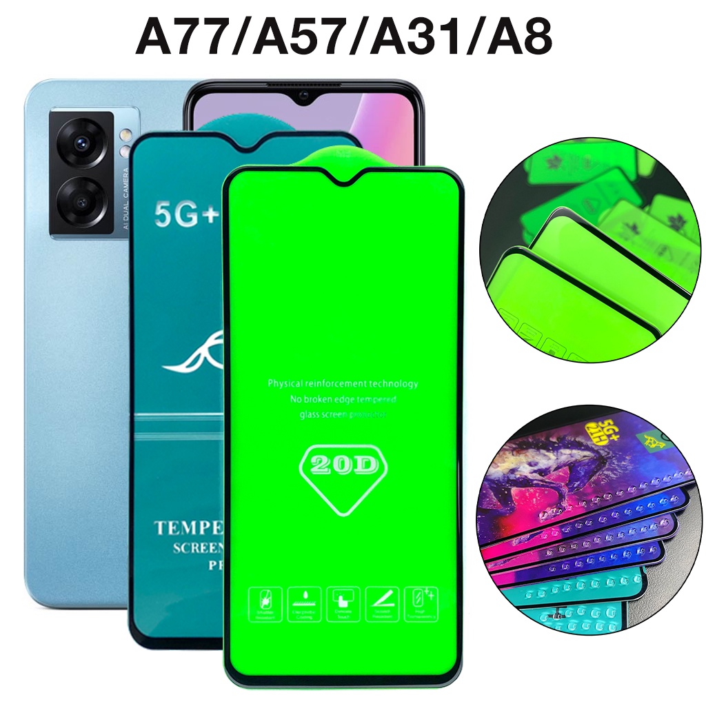 Kính cường lực Oppo A78 A56s A77 A77s A58 A57 A31 A8 Full Màn Cao Cấp chống rơi vỡ trầy xước tặng kèm khăn lau màn hình