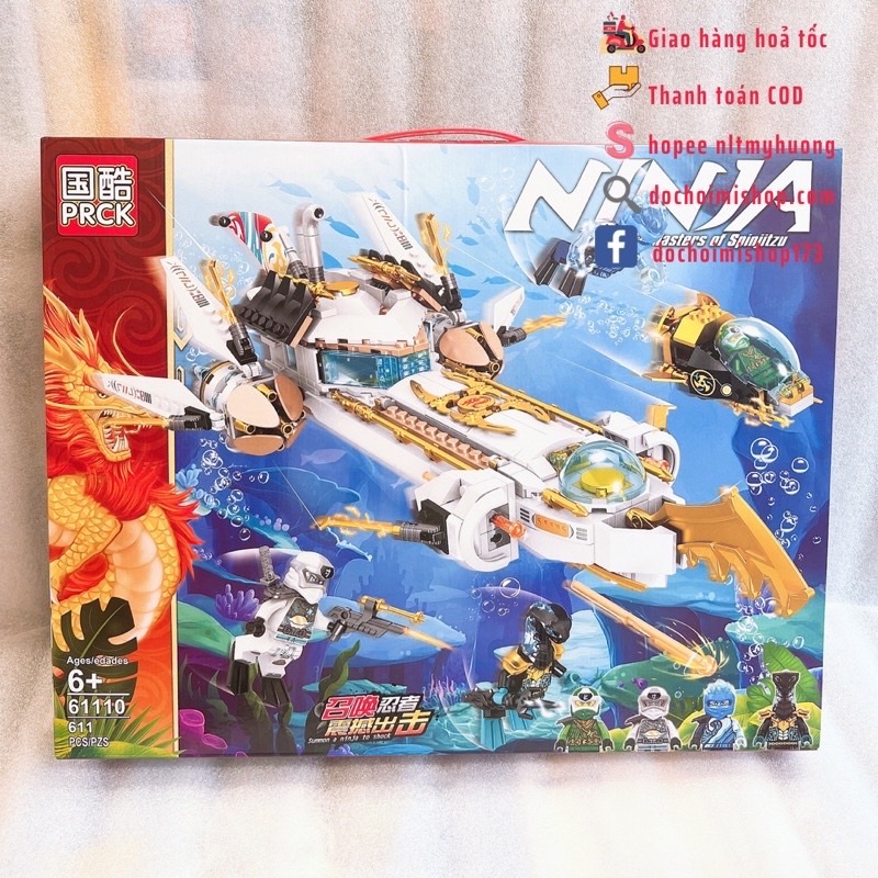 Lắp ráp Ninjago 60086 / 61110 / MG861 Chiến hạm Hydro Bounty 1.211 pcs / 611pcs / 607pcs