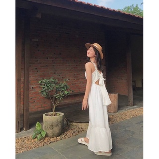 ĐẦM MAXI TRẮNG 2S NƠ LƯNG ĐUÔI CÁ