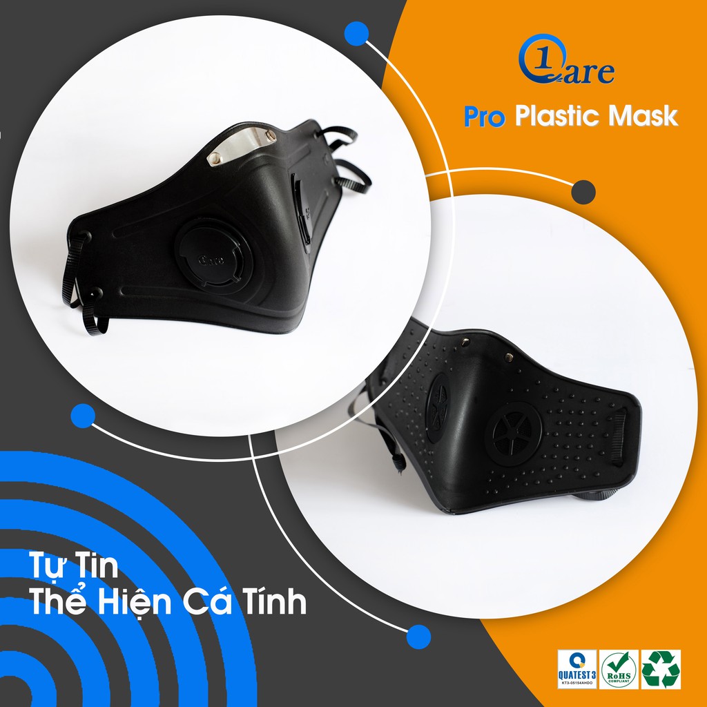 Khẩu trang nhựa đa năng 1Care Pro lọc bụi mịn PM5.0, kháng nước chống nắng 100% . Khẩu trang nhựa màu đen mạnh mẽ cá tín | BigBuy360 - bigbuy360.vn