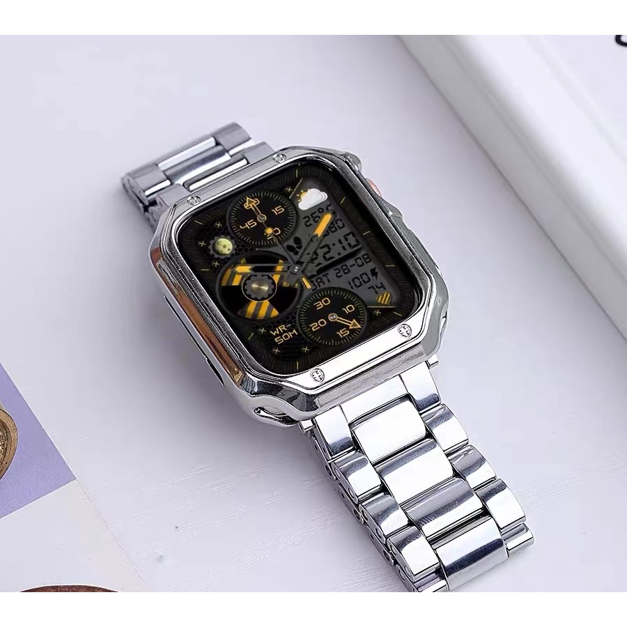 Bộ Ốp Bảo Vệ Bằng TPU + Dây Đeo Bằng Thép Không Gỉ Cho Apple Watch Band 45mm 44mm 42mm 41mm 40 / 38 series 3 4 5 6 se 7