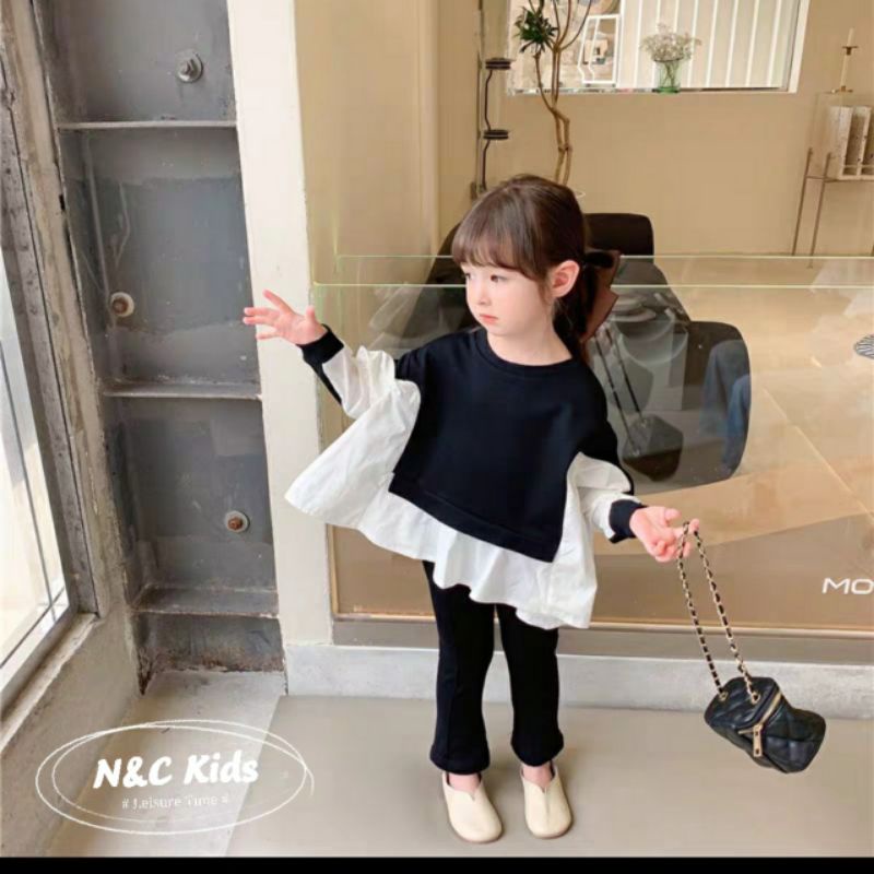 Sét Bộ cotton áo kiểu rộng xoè quần legging ống loe ( sz từ 10-30kg)