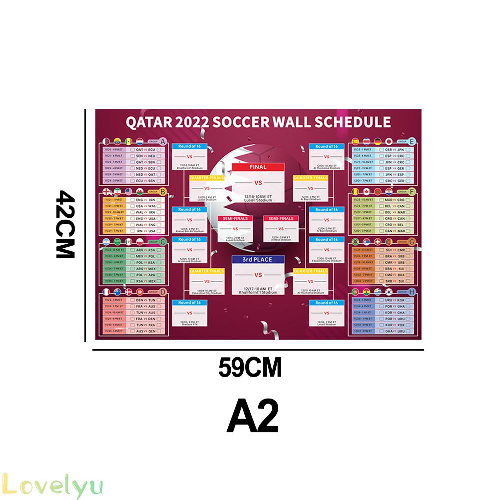 [ FAST SHIPPING ]Football World Champions Cup 2022 QATAR Matt Paper Wall Chart Dates A2 Large CHEAP!