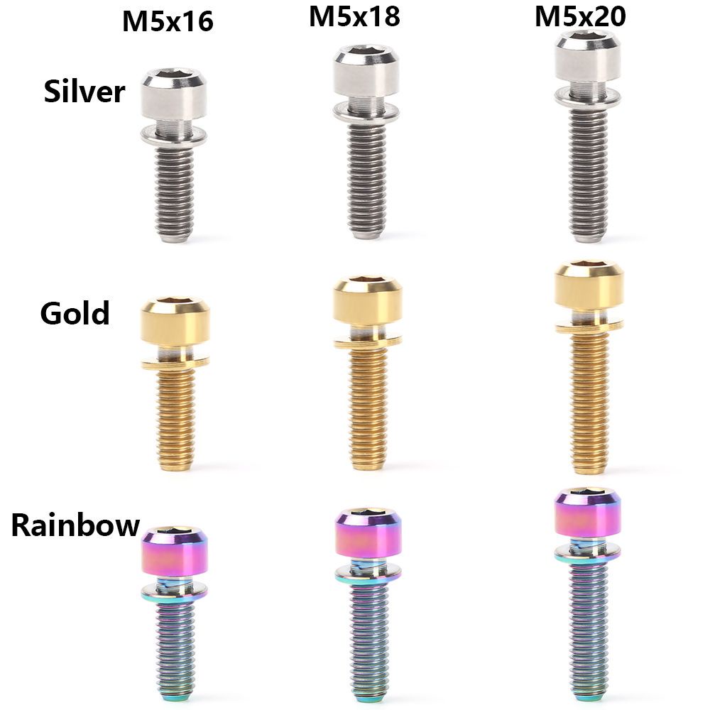 Ốc vít cố định pô tăng xe đạp 16mm / 18mm / 20mm M5 Tc4 bằng titan nhiều màu