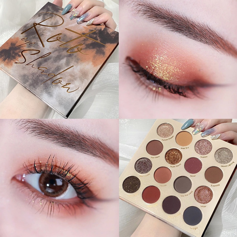 Bảng phấn mắt ROTO 16 ô, phấn mắt nội địa trung nhũ lì tông màu trầm C28 - Sammi beauty