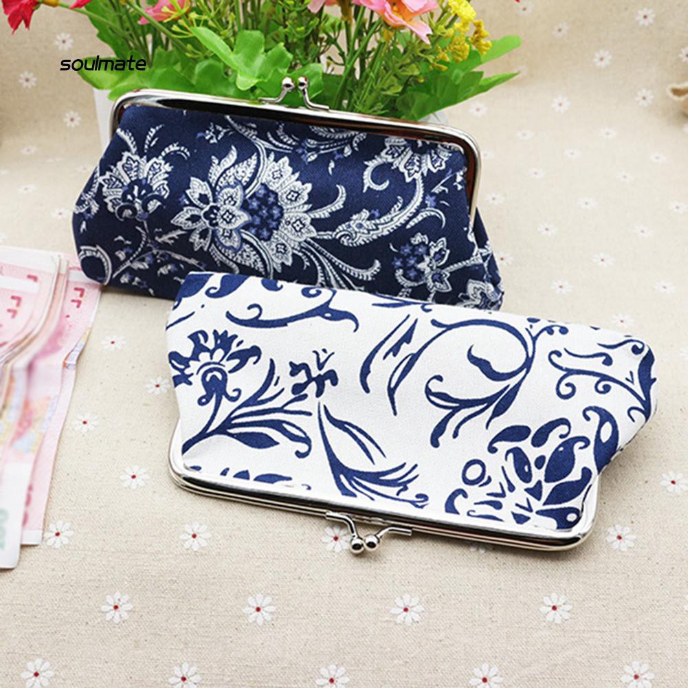 Ví Canvas Đựng Tiền Xu / Thẻ Hình Chữ Nhật In Họa Tiết Dễ Thương Cho Nữ