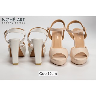 Giày cưới Nghé Art basic cao gót 12 phân quai sandal mũi đúp 203
